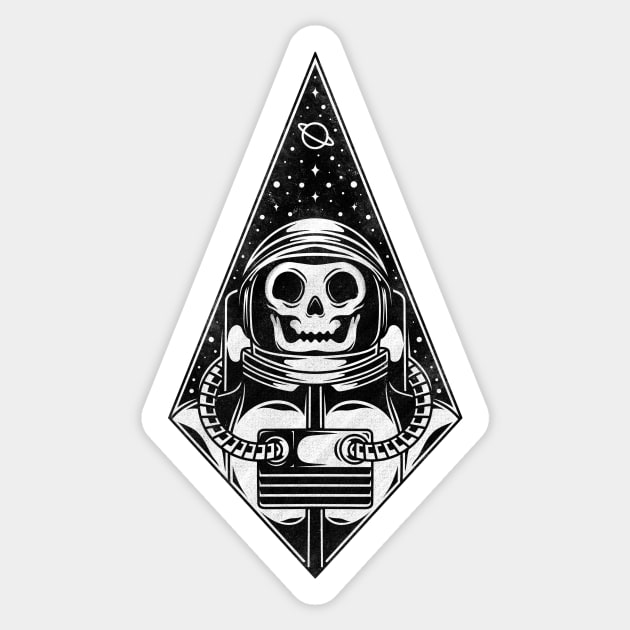 Skull Astronaut Blackwork Tattoo Art Sticker by Alundrart